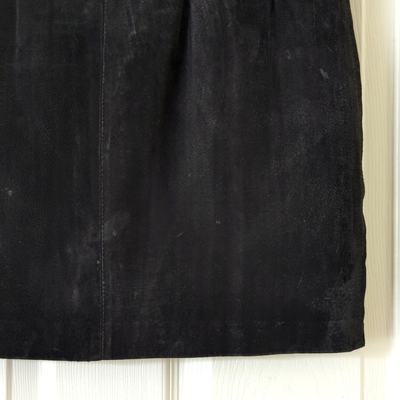 B.E.S.T. Authentic 90's Vintage Suede Leather High Waisted Mini Skirt Black 7 - Picture 8 of 11